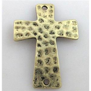 hammered Tibetan Silver Cross Connector Non-nickel, zinc, antique bronze, 38x28mm