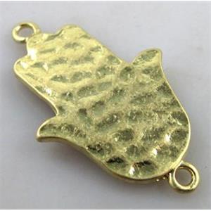 hammered Hamsahand Tibetan Silver connector, lead free and nickel free, duck-gold, 20x31mm