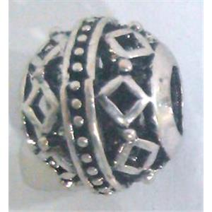 Tibetan Silver Beads, hollow, lead free and nickel free, approx 11mm dia, 5mm hole