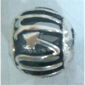 Tibetan Silver Beads, hollow, lead free and nickel free, approx 9mm dia, 4mm hole