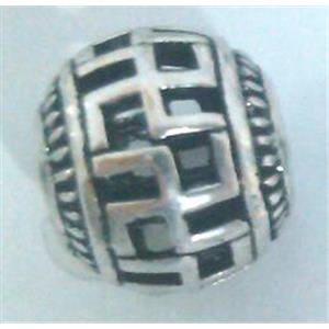 Tibetan Silver Beads, hollow, lead free and nickel free, approx 9mm dia, 4mm hole