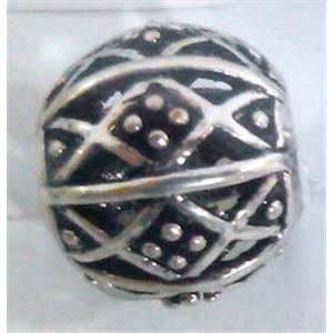 Tibetan Silver Beads, hollow, lead free and nickel free, approx 9mm dia, 4mm hole