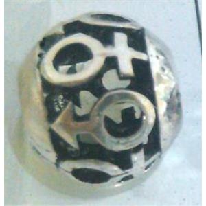 Tibetan Silver Beads, hollow, lead free and nickel free, approx 9mm dia, 4mm hole