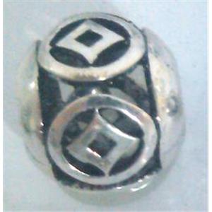 round tibetan silver hollow beads, lead free and nickel free, approx 11mm dia, 5mm hole