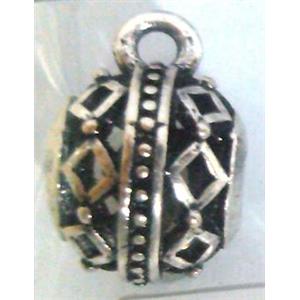 hollow, round tibetan silver hanger bead, lead free and nickel free, approx 9mm ball, 4mm hole
