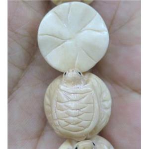 antique cattle bone bead, tortoise, approx 20mm dia