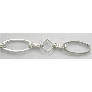 Platinum Plated Copper Chain, oval ring:8x16mm, 6x6mm