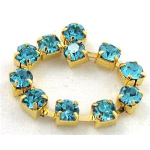 aqumarine rhinestone chain, gold, approx 2.7-2.8mm rhinestone