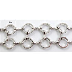 Handcraft copper chain, 8mm dia, platinum plated