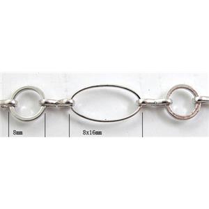 Handcraft copper chain, 8mm dia, 8x16mm, silver plated
