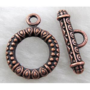 Tibetan Silver toggle clasps, Pinky, 17mm dia, stick:22mm length