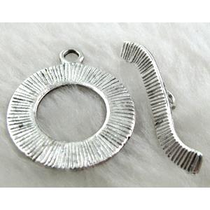 Tibetan Silver toggle clasps, 26mm dia, stick:35mm length