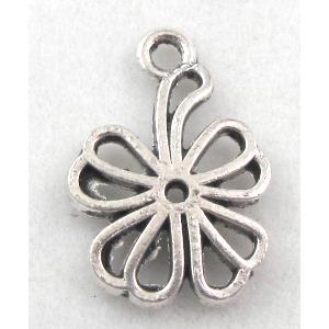 Tibetan Silver clover pendants, Zn Alloy, 12x19mm