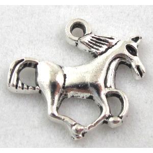 Tibetan Silver horse pendants, Zn Alloy, 19x16.5mm