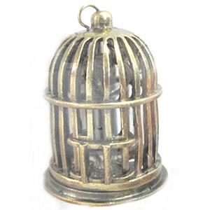 Tibetan Silver birdcage pendant, Lead and nickel Free, bronze, 30x40mm