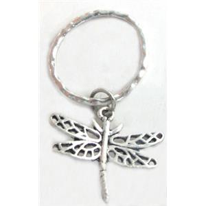 Tibetan Silver dragonfly pendants, Lead and nickel Free, 26x20mm, 23mm dia