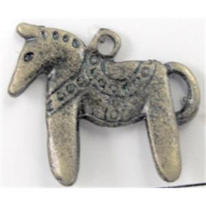 Tibetan Silver Horse pendant, Lead and nickel Free, bronze, 26x25mm