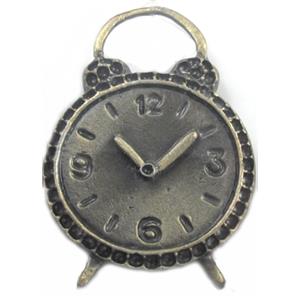 Tibetan Silver Clock charm, Lead and nickel Free, bronze, 30x40mm