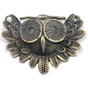 Tibetan Silver Owl charm, Lead and nickel Free, bronze, 55x40mm