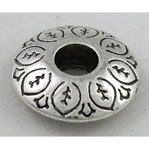 bead, tibetan silver spacer, Non-Nickel, approx 4.5x14mm, 4.5mm hole