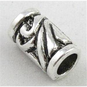 tibetan silver tube beads, Non-Nickel, approx 7x12mm, 4mm hole