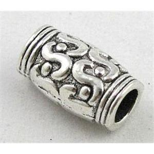 tibetan silver tube beads, Non-Nickel, approx 7x12mm, 3.5mm hole