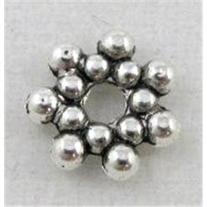 tibetan silver spacer beads, Non-Nickel, approx 6.5mm dia