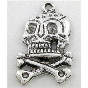 tibetan silver skull pendant, Non-Nickel, approx 16x25mm