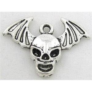 tibetan silver skull pendant, Non-Nickel, approx 25x17mm