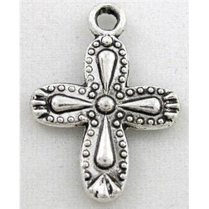 tibetan silver cross pendant, Non-Nickel, approx 14x19mm