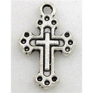 tibetan silver cross pendant, Non-Nickel, approx 12x19mm
