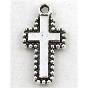 tibetan silver cross pendant, Non-Nickel, approx 10x20mm