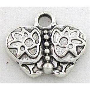 tibetan silver butterfly pendant, Non-Nickel, approx 14x12mm