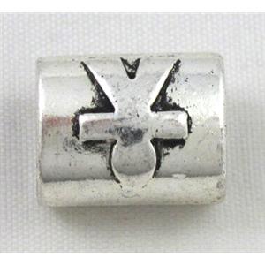 tibetan silver charms bead non-nickel, approx 12x15x11mm, 7x10mm hole