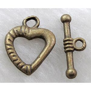 Tibetan Silver toggle clasps, Antique Bronze, 11x15mm, stick:16mm length
