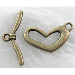 Tibetan Silver toggle clasps, Antique Bronze, 22x12mm, stick:24mm length