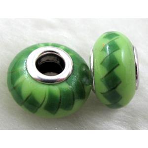 Fimo Polymer Clay Beads, 15-16mm dia, 9-10mm thick, hole:5.5mm