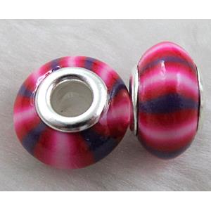 Fimo Polymer Clay Beads, 15-16mm dia, 9-10mm thick, hole:5.5mm