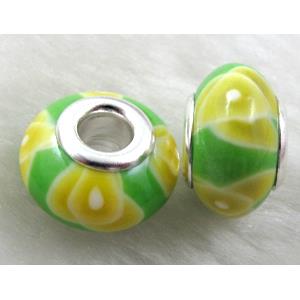 Fimo Polymer Clay Beads, 15-16mm dia, 9-10mm thick, hole:5.5mm