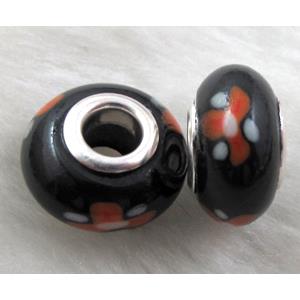 Fimo Polymer Clay Beads, 15-16mm dia, 9-10mm thick, hole:5.5mm