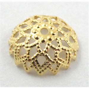 bead-Caps, copper, Golden Plated, 12mm dia, copper