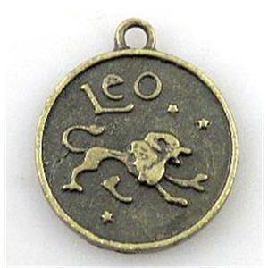 12 zodiac, Alloy pendant, bronze, 17mm dia