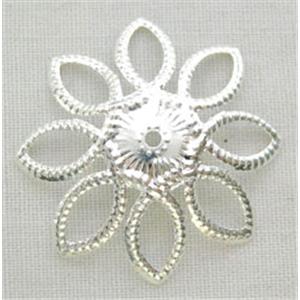 bead caps, silver plated, iron, 19mm dia, 6mm high