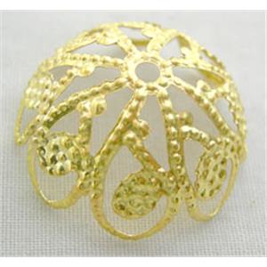 Gold Plated Flower BeadCap, iron, 20mm dia, 10mm high