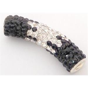 bracelet bar, copper, fimo tube with rhinestone, 10x35mm, approx 4.5mm hole