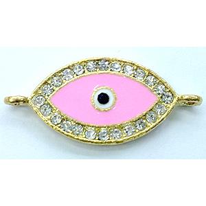 eyes bracelet bar, enamel alloy with Rhinestone, gold, approx 16x35mm
