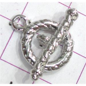 Copper toggle clasps, 12mm dia, stick: 18mm, color code: F platinum