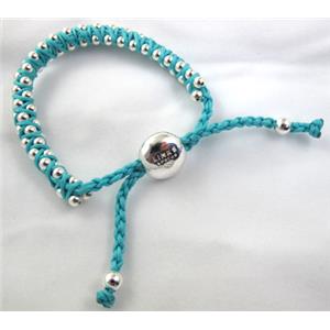 Fashion Bracelets, resizable, nylon and copper bead, 8mm dia, approx 25cm length