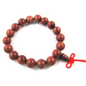 gold sandstone bracelet, stretchy, 6mm dia, 8 inch length