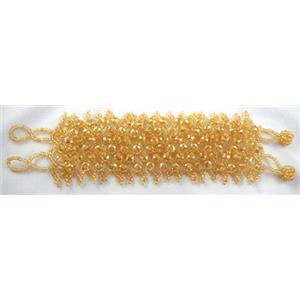 Chinese Crystal glass Bracelet, seed glass bead, gold champagne, approx 50mm wide, 7.5 inch(19cm) length
